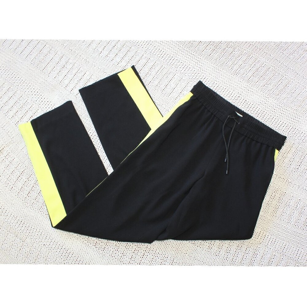 Kenzo Paris Black Crepe Side Stripe Track Jersey Pants Size 36/XS elastic waist